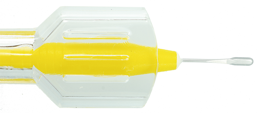 Cuchillete crescent 2.00 mm, recto con bisel arriba, protección de hoja, desechable