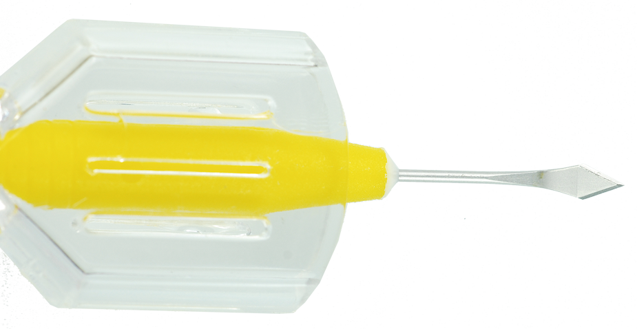 Cuchillete corte Faco 3.00 mm, angulado con bisel arriba, protección de hoja, desechable