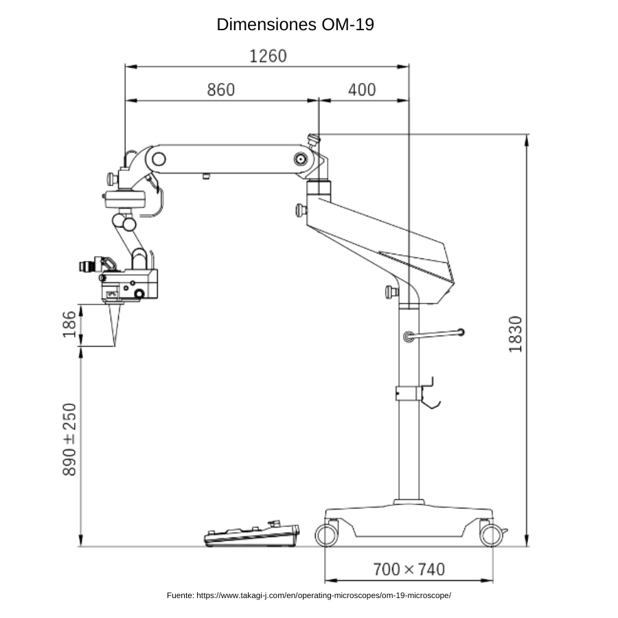 Microscopio Quirúrgico Oftalmoscopio OM-19 con asistente giratorio, Marca TAKAGI