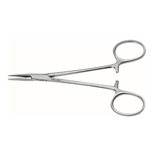 Pinza mosquito Halstead curva serrada