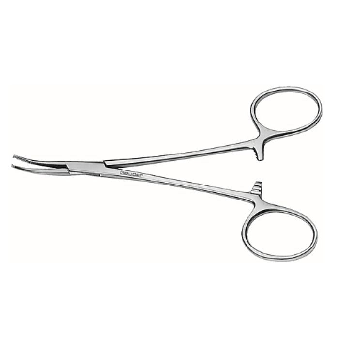 Pinza mosquito Halstead curva serrada con dientes