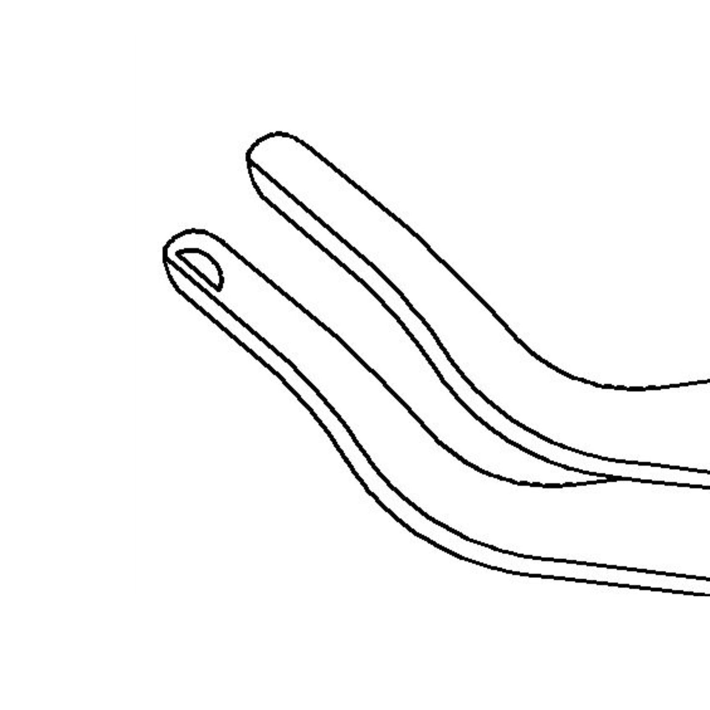 Pinza para esclerótica acción cruzada, mordazas curvas de 0.3mm, mango plano, titanio