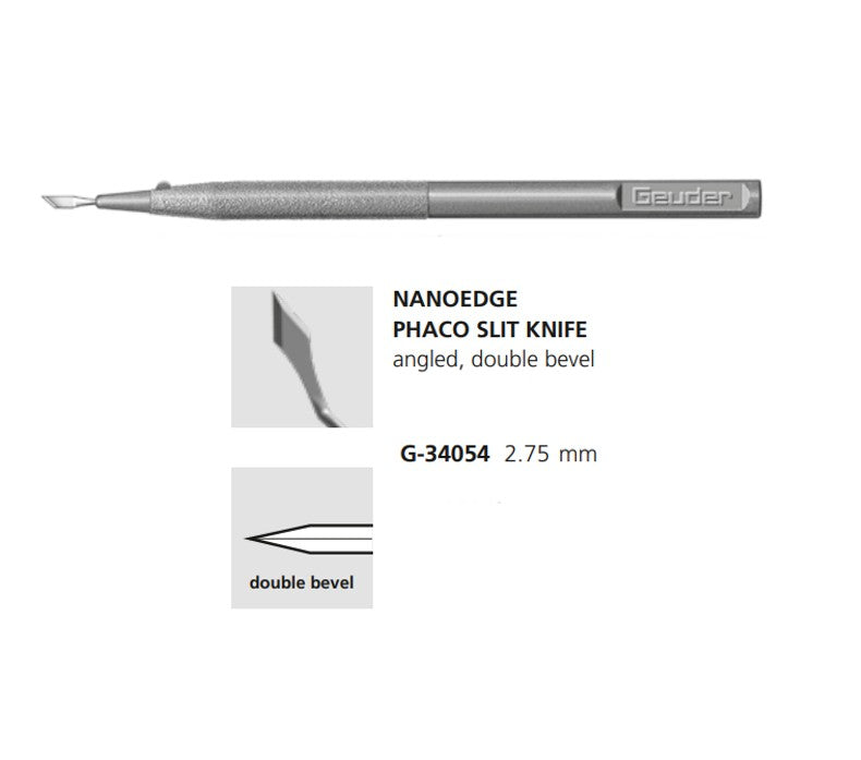 Cuchillete Faco 2.75 mm, Angulado Bisel Doble, Desechable, GEUDER