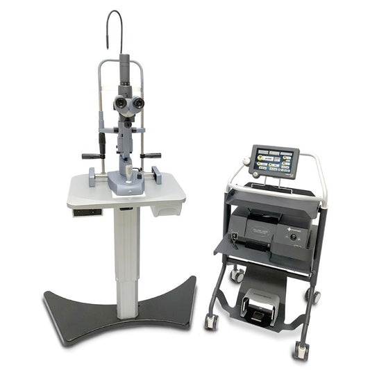 Láser Fotocoagulador LIGHTLas 577 nm, con  lámpara de hendidura, adaptador, mesa y carro SMART